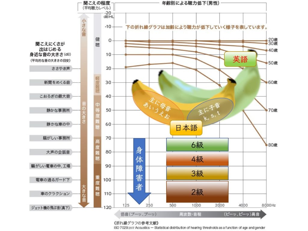 Speech banana Japanese, English, hearing impairment class_Seijo hearing aid